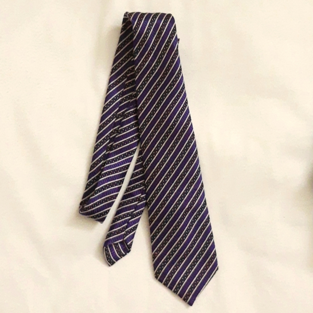 Jacques Valmont Boys Youth Necktie Tie Purple Black Silver Gold